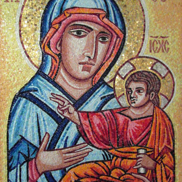 Madonna di San Luca Mosaico parietale di ori e smalti cm.153X110